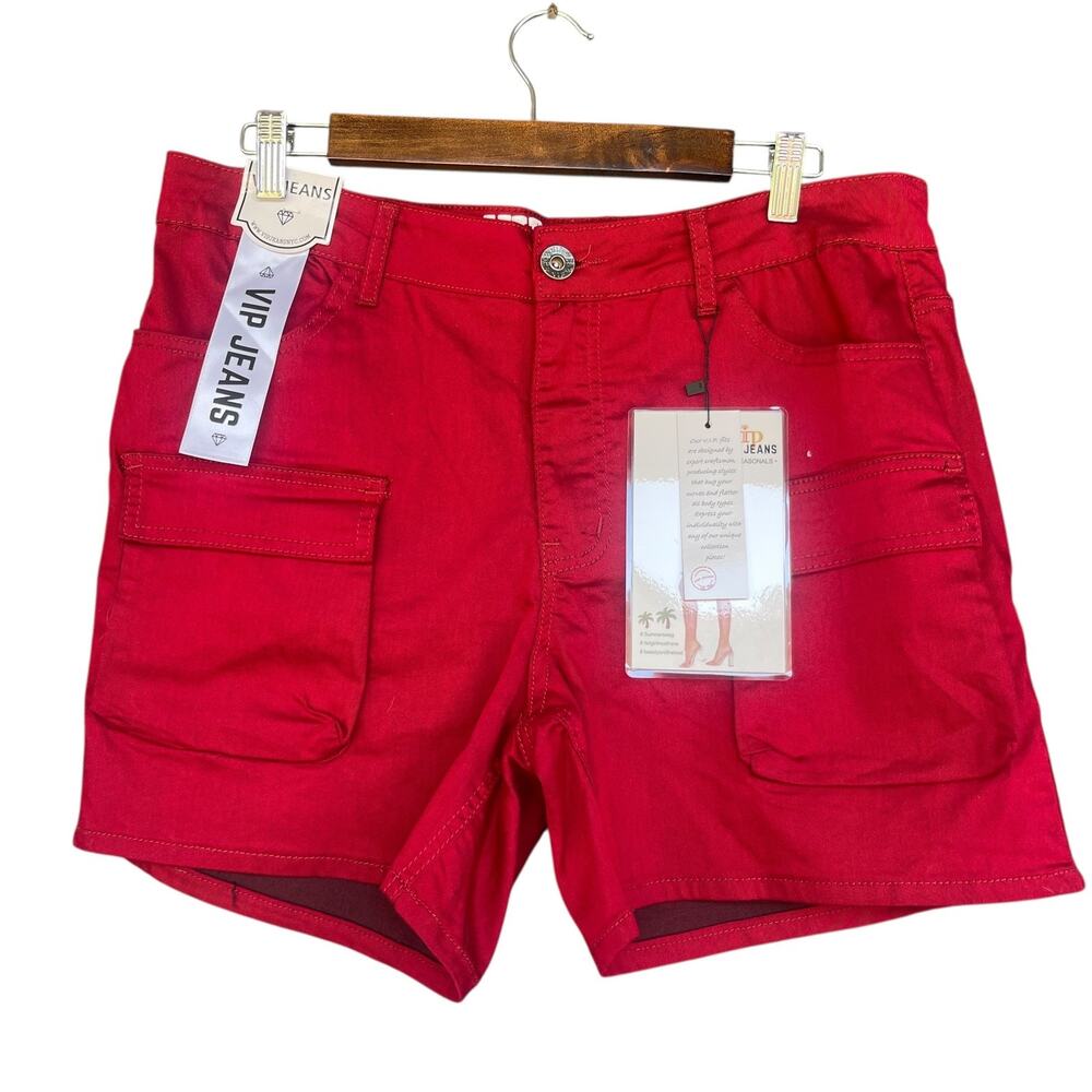 VIP Jeans Shorts‎ Womens Size 15/16 Red Cargo Seasonal Collection Sculpt Stretch